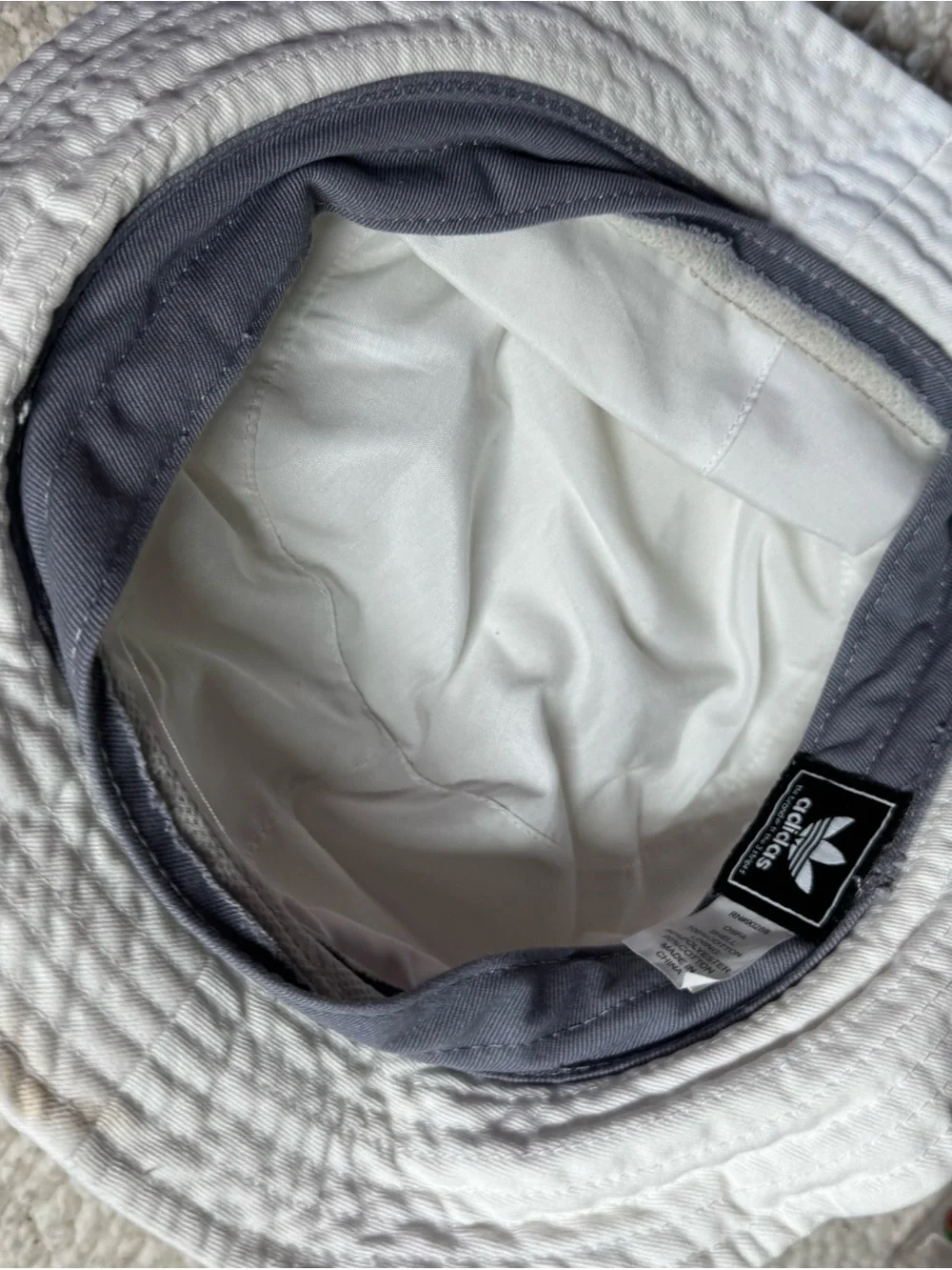 adidas White Bucket Hat with Black Trefoil Logo
